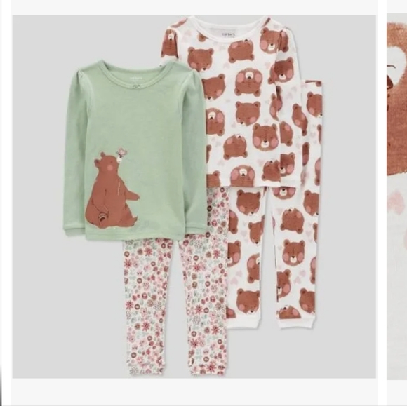 Carter's Just One You Toddler Girls 4pc Long sleeves Bears PJ set - Picture 1 of 3